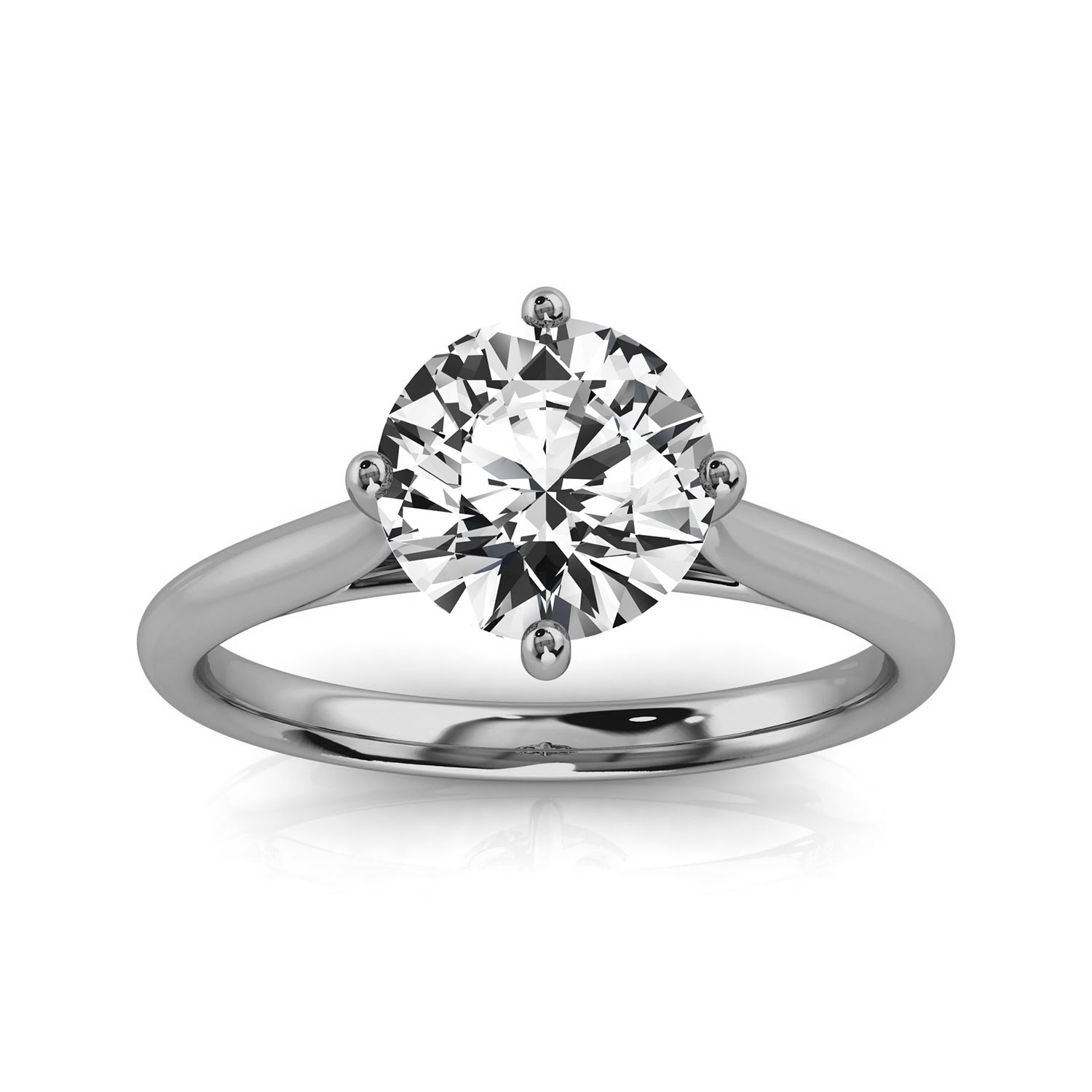 14K White Gold Marlev Flower Crown Solitaire Ring